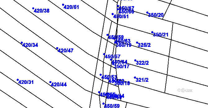 Parcela st. 450/57 v KÚ Lískovec, Katastrální mapa