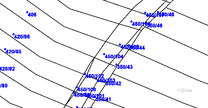 Parcela st. 450/104 v KÚ Lískovec, Katastrální mapa