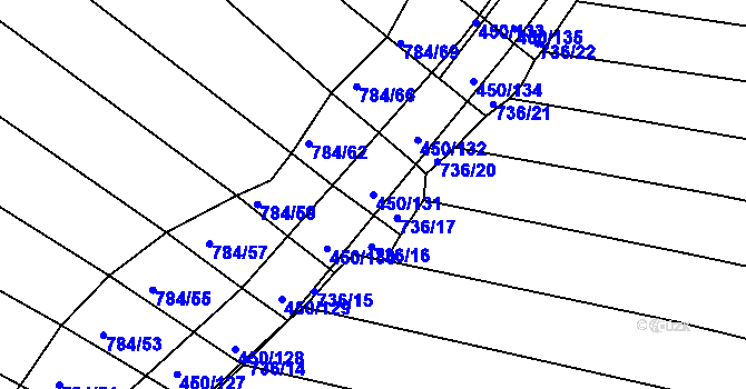 Parcela st. 450/131 v KÚ Lískovec, Katastrální mapa