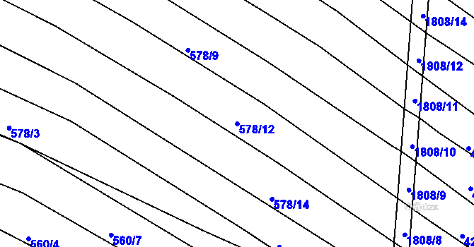 Parcela st. 578/12 v KÚ Lískovec, Katastrální mapa