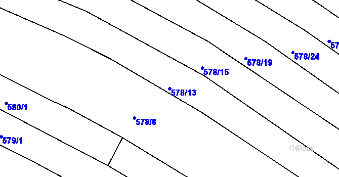 Parcela st. 578/13 v KÚ Lískovec, Katastrální mapa