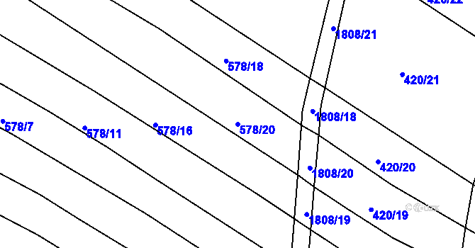 Parcela st. 578/20 v KÚ Lískovec, Katastrální mapa