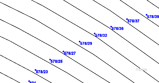 Parcela st. 578/29 v KÚ Lískovec, Katastrální mapa