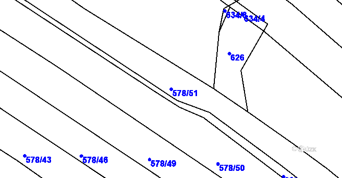 Parcela st. 578/51 v KÚ Lískovec, Katastrální mapa