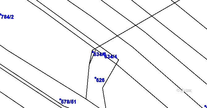 Parcela st. 634/4 v KÚ Lískovec, Katastrální mapa