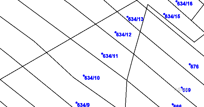 Parcela st. 634/11 v KÚ Lískovec, Katastrální mapa