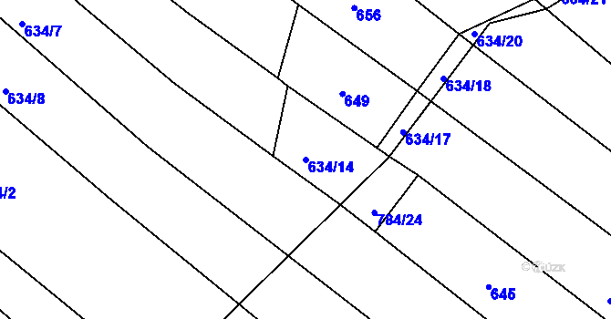 Parcela st. 634/14 v KÚ Lískovec, Katastrální mapa