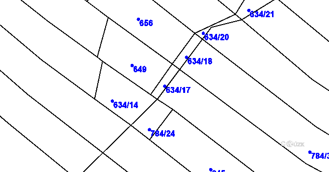 Parcela st. 634/17 v KÚ Lískovec, Katastrální mapa