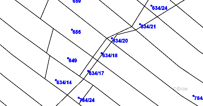 Parcela st. 634/18 v KÚ Lískovec, Katastrální mapa