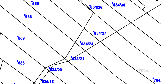 Parcela st. 634/24 v KÚ Lískovec, Katastrální mapa