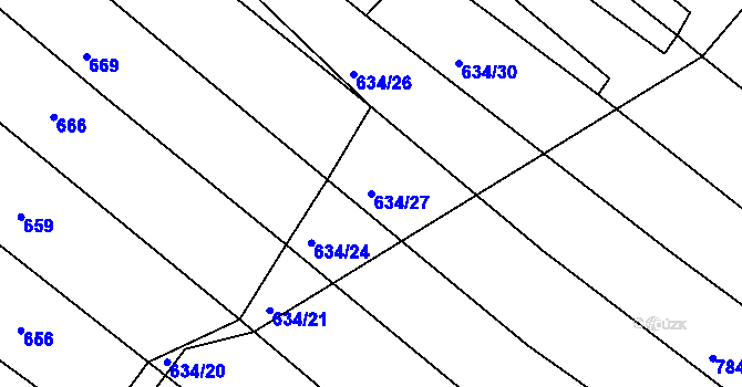 Parcela st. 634/27 v KÚ Lískovec, Katastrální mapa