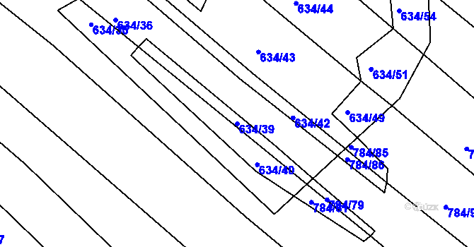 Parcela st. 634/39 v KÚ Lískovec, Katastrální mapa