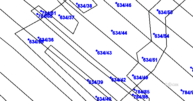 Parcela st. 634/43 v KÚ Lískovec, Katastrální mapa