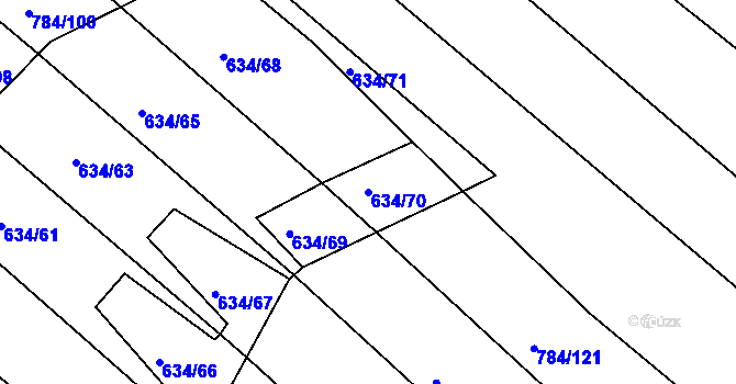 Parcela st. 634/70 v KÚ Lískovec, Katastrální mapa