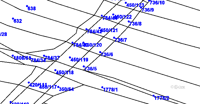 Parcela st. 736/6 v KÚ Lískovec, Katastrální mapa