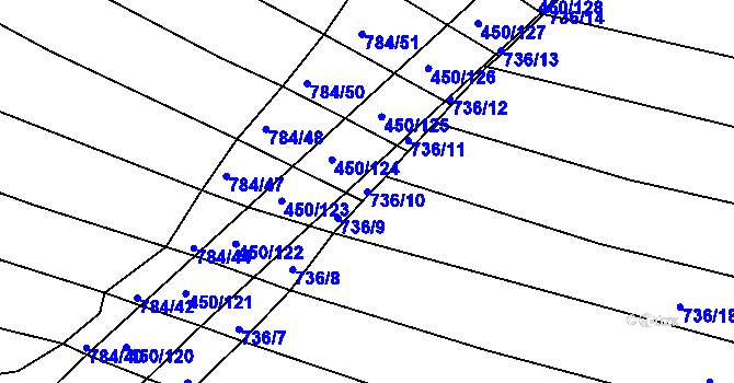 Parcela st. 736/10 v KÚ Lískovec, Katastrální mapa