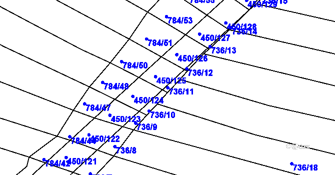 Parcela st. 736/11 v KÚ Lískovec, Katastrální mapa