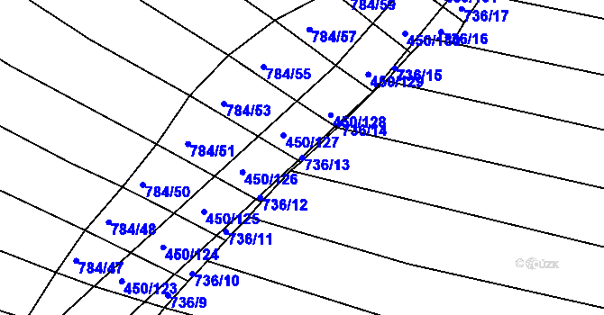 Parcela st. 736/13 v KÚ Lískovec, Katastrální mapa