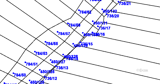 Parcela st. 736/15 v KÚ Lískovec, Katastrální mapa