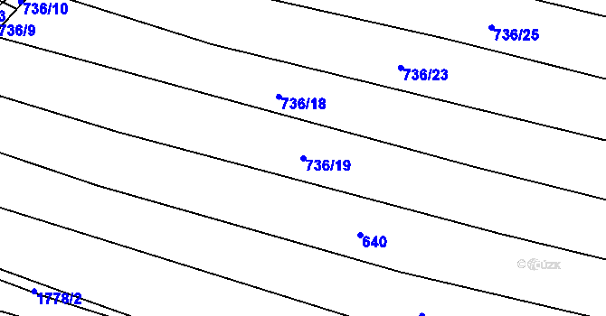 Parcela st. 736/19 v KÚ Lískovec, Katastrální mapa