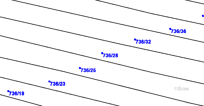 Parcela st. 736/28 v KÚ Lískovec, Katastrální mapa