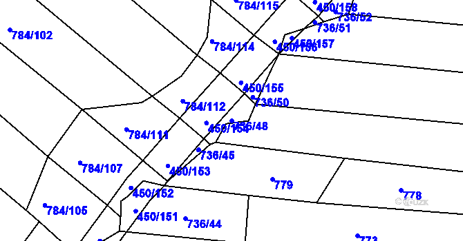 Parcela st. 736/48 v KÚ Lískovec, Katastrální mapa