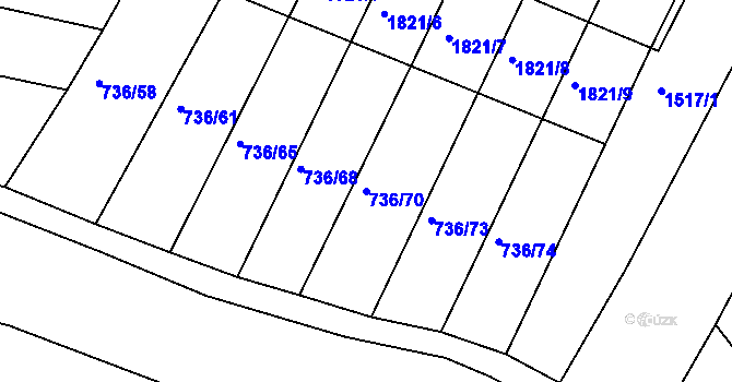 Parcela st. 736/70 v KÚ Lískovec, Katastrální mapa