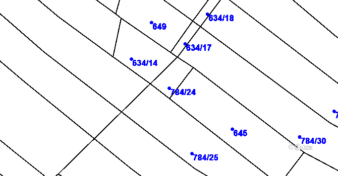 Parcela st. 784/24 v KÚ Lískovec, Katastrální mapa