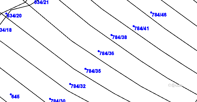 Parcela st. 784/36 v KÚ Lískovec, Katastrální mapa