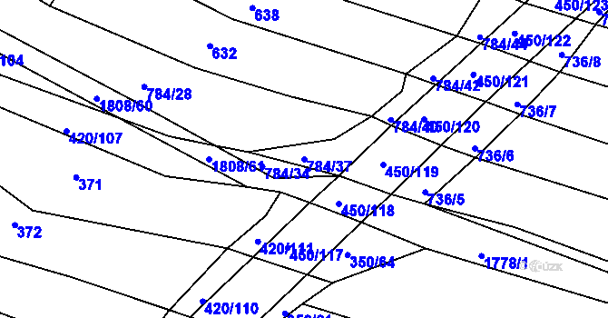 Parcela st. 784/37 v KÚ Lískovec, Katastrální mapa