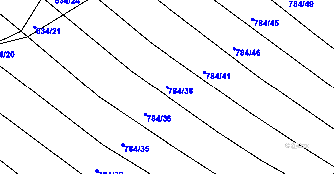 Parcela st. 784/38 v KÚ Lískovec, Katastrální mapa
