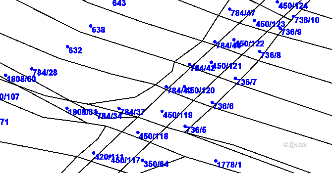 Parcela st. 784/40 v KÚ Lískovec, Katastrální mapa