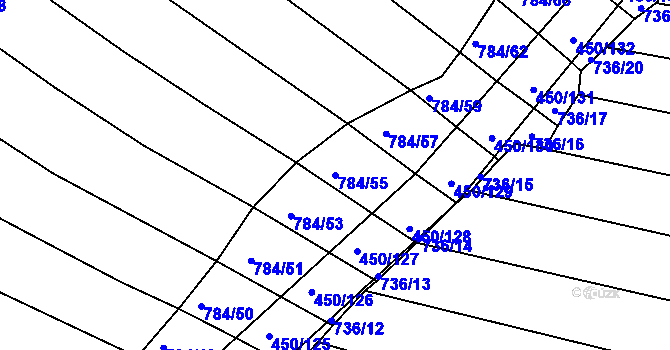 Parcela st. 784/55 v KÚ Lískovec, Katastrální mapa