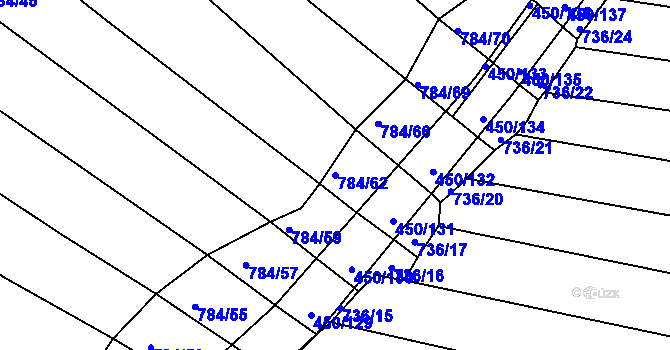 Parcela st. 784/62 v KÚ Lískovec, Katastrální mapa