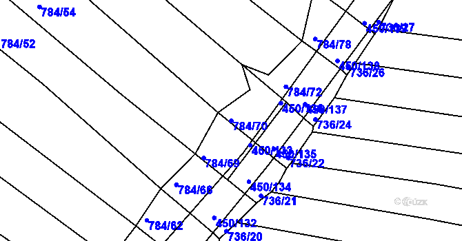 Parcela st. 784/70 v KÚ Lískovec, Katastrální mapa