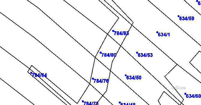 Parcela st. 784/80 v KÚ Lískovec, Katastrální mapa