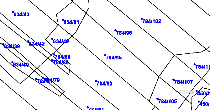 Parcela st. 784/95 v KÚ Lískovec, Katastrální mapa