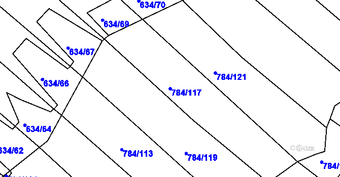 Parcela st. 784/117 v KÚ Lískovec, Katastrální mapa