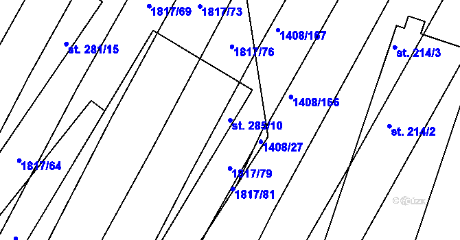 Parcela st. 285/10 v KÚ Lískovec, Katastrální mapa