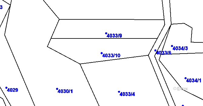 Parcela st. 4033/10 v KÚ Lískovec u Frýdku-Místku, Katastrální mapa