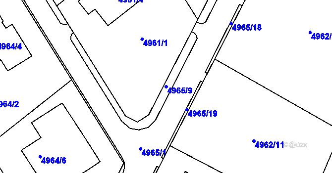 Parcela st. 4965/9 v KÚ Lískovec u Frýdku-Místku, Katastrální mapa