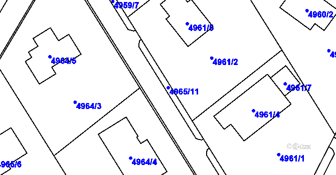 Parcela st. 4965/11 v KÚ Lískovec u Frýdku-Místku, Katastrální mapa