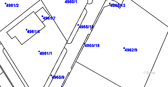 Parcela st. 4965/18 v KÚ Lískovec u Frýdku-Místku, Katastrální mapa