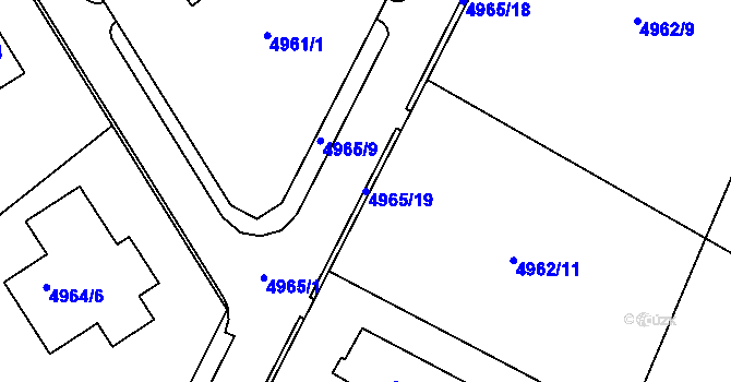 Parcela st. 4965/19 v KÚ Lískovec u Frýdku-Místku, Katastrální mapa