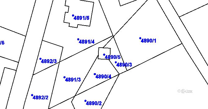 Parcela st. 4890/5 v KÚ Lískovec u Frýdku-Místku, Katastrální mapa