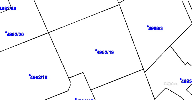 Parcela st. 4962/19 v KÚ Lískovec u Frýdku-Místku, Katastrální mapa