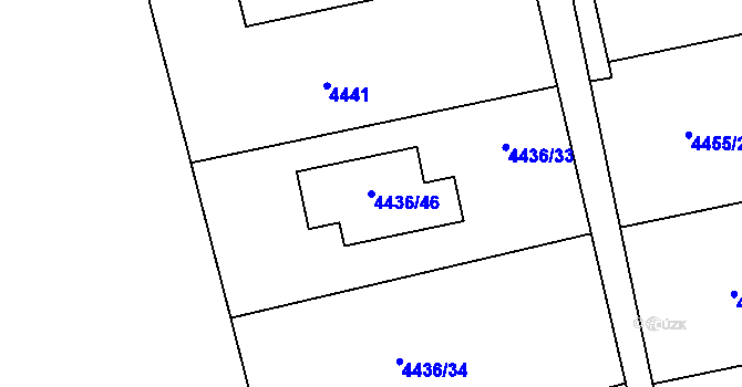 Parcela st. 4436/46 v KÚ Lískovec u Frýdku-Místku, Katastrální mapa