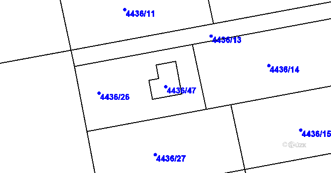 Parcela st. 4436/47 v KÚ Lískovec u Frýdku-Místku, Katastrální mapa