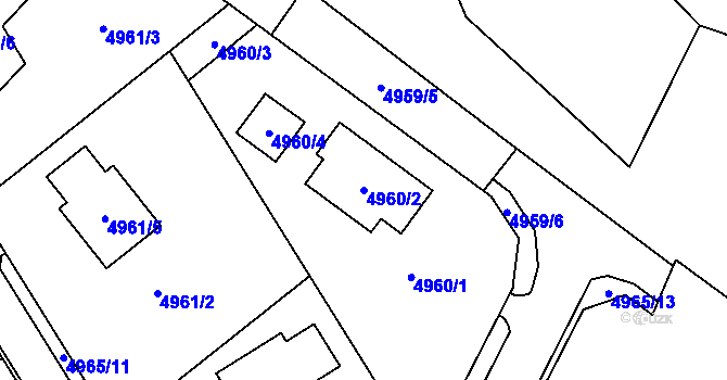 Parcela st. 4960/2 v KÚ Lískovec u Frýdku-Místku, Katastrální mapa