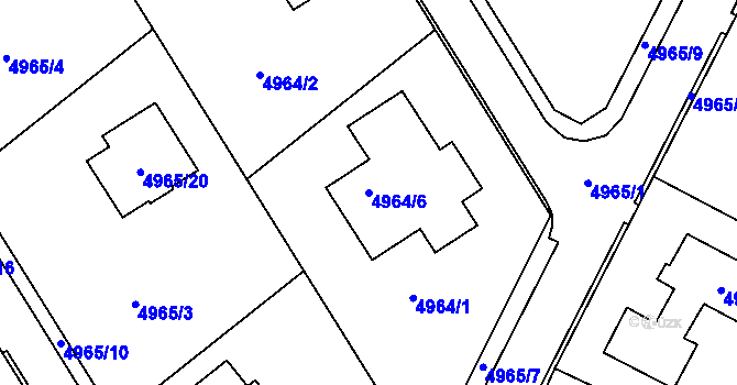 Parcela st. 4964/6 v KÚ Lískovec u Frýdku-Místku, Katastrální mapa